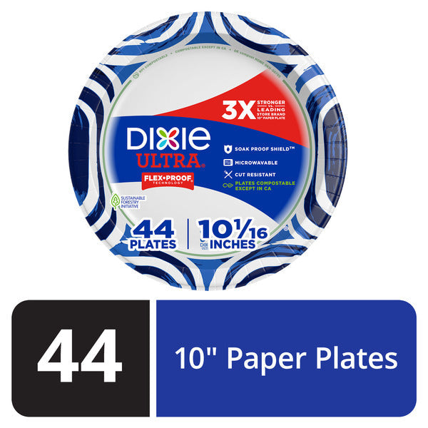 DIXIE Paper Plates, 10 Inch Dinner Plate (Designs May Vary)