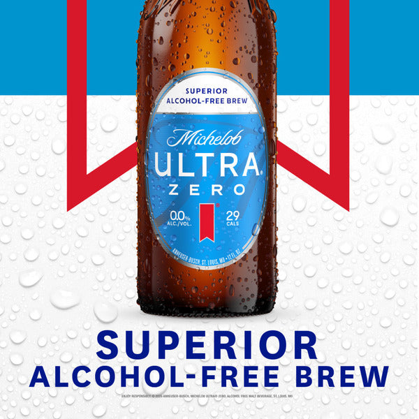 Michelob ULTRA Zero Non-Alcoholic American Lager Beer, 6 Pack 12 Fl Oz Glass Bottles
