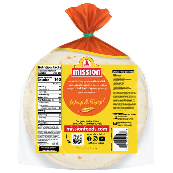 Mission Super Soft Flour Tortillas, Soft Taco Size, Twin Pack of 20 Count Each
