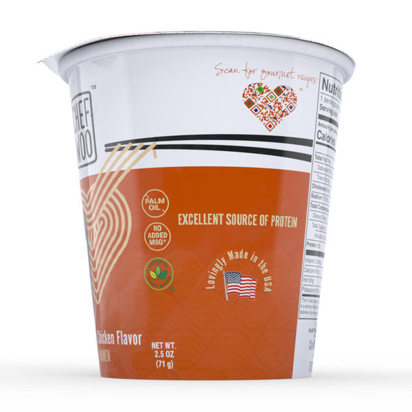 Chef Woo Roasted Chicken Ramen Cup Noodles, 20g Protein