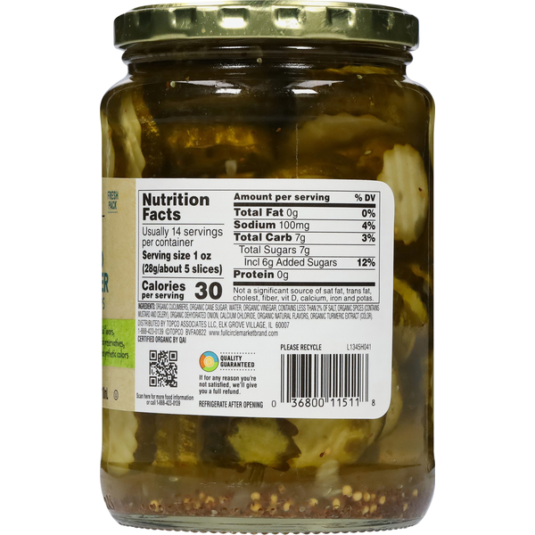 Full Circle Pickle Chips, Sweet Bread & Butter