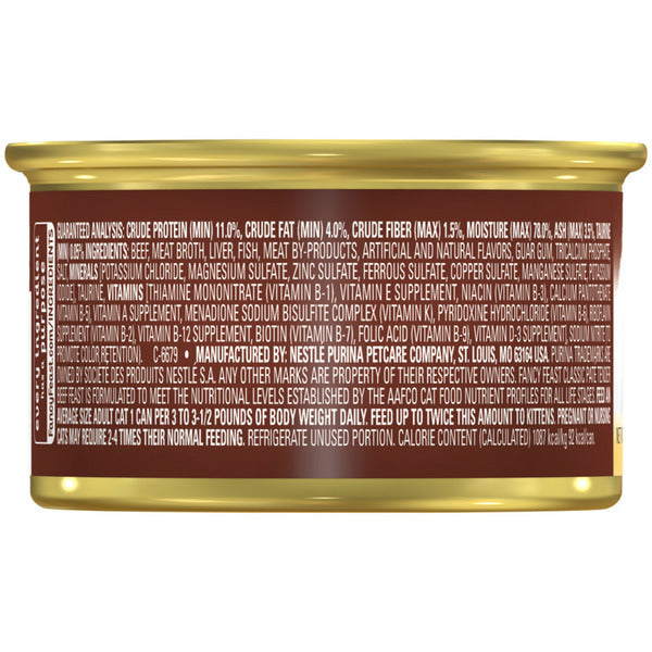 Purina Fancy Feast Tender Beef Feast Classic Grain Free Wet Cat Food Pate