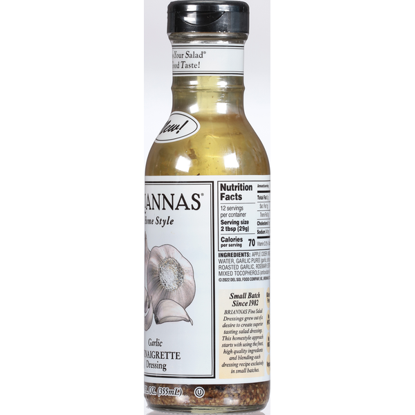 BRIANNAS Vinaigrette Dressing, Garlic, Home Style
