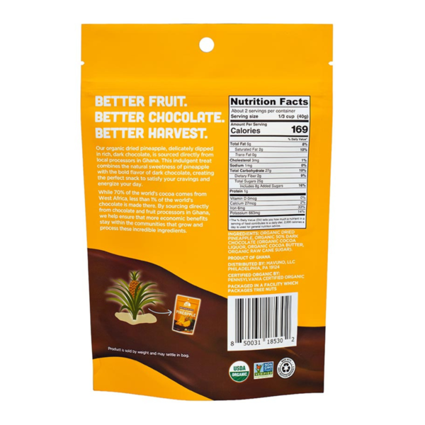 Mavuno Harvest Organic Dried Pineapple Dipped in Dark Chocolate