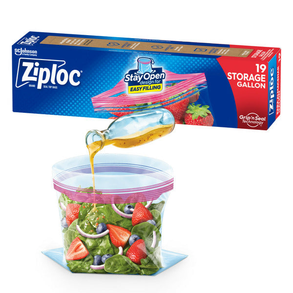 Ziploc Storage Bags with Stay Open Design for Easy Filling