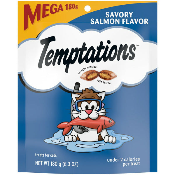 TEMPTATIONS Classic Crunchy and Soft Cat Treats Savory Salmon Flavor