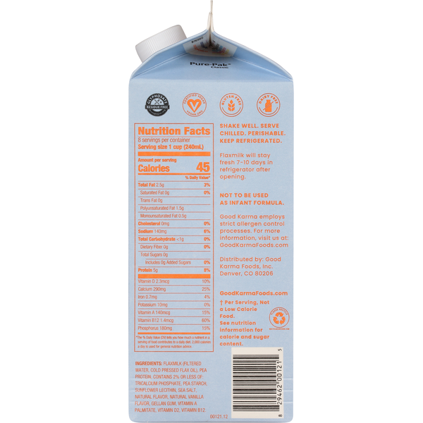Good Karma Unsweetened Vanilla Flax Milk +Protein