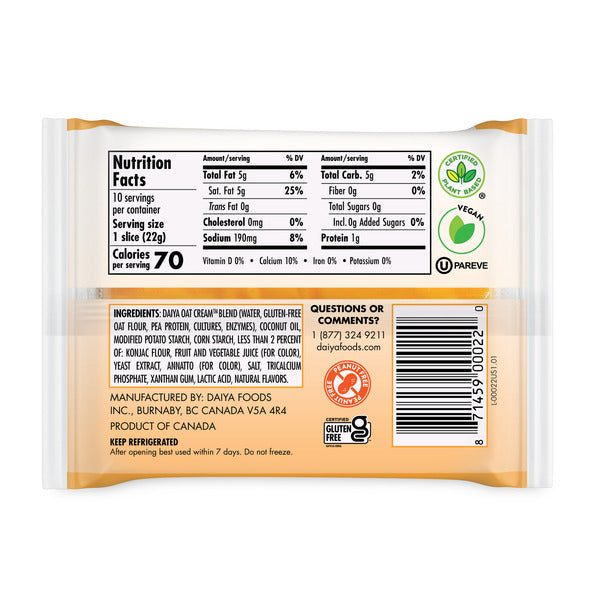 Daiya Deliciously Dairy Free Cheddar Style Slices