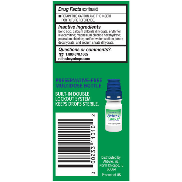 Refresh Tears PF Preservative-Free Artificial Tears Lubricant Eye Drops
