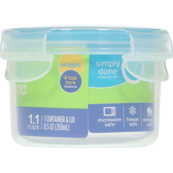 Simply Done Container & Lid, Snap & Lock, Mini, Round, 8.5 Ounce