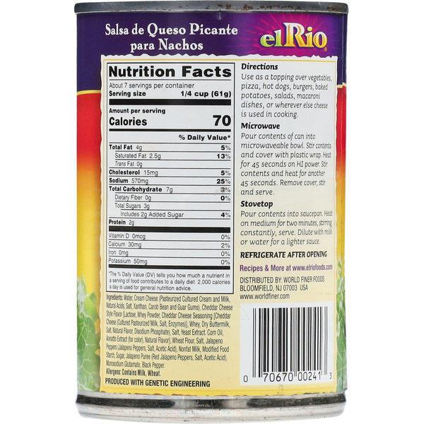 El Rio Hot Nacho Cheese Sauce with Jalapeno