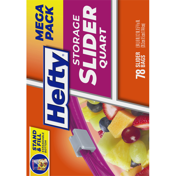Hefty Slider Bags, Storage, Quart, Mega Pack
