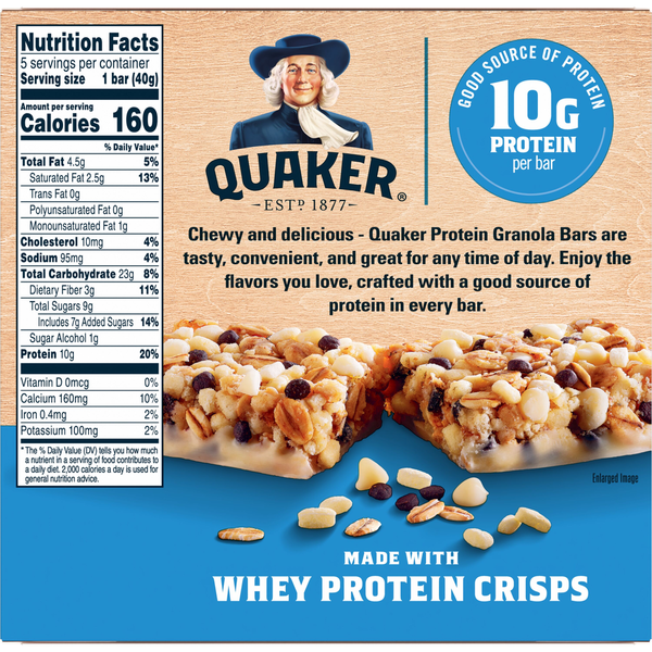 Quaker Protein Granola Bars, Cookies & Cream, 10g Protein
