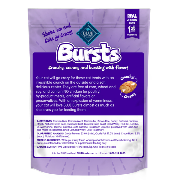 Blue Buffalo Bursts Crunchy Cat Treats, Chicken Liver and Beef