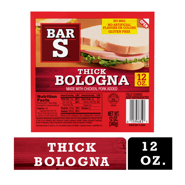 Bar-S Thick Bologna Sliced Deli-Style Lunch Meat