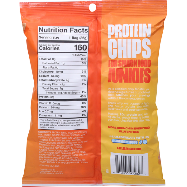 Legendary Foods Popped Nacho Cheese Flavored Protein Chips