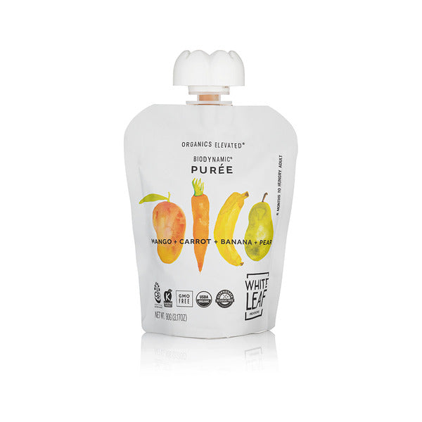White Leaf Provisions Biodynamic Organic Mango, Carrot, Banana & Pear Purée