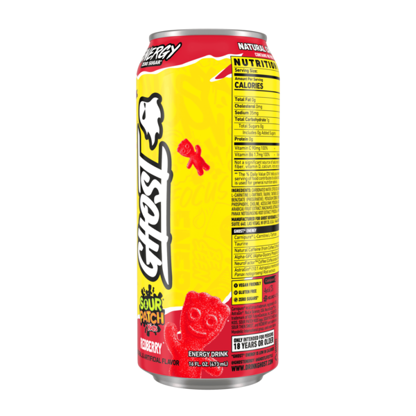 GHOST Zero Sugar Energy Drink, Sour Patch Kids Redberry