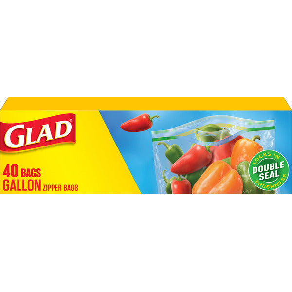 Glad Zipper Gallon Food Storage Plastic Bags