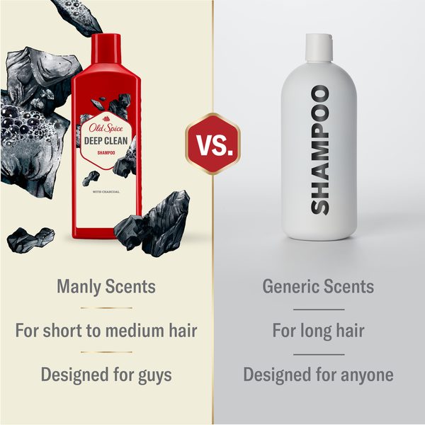 Old Spice Deep Clean Shampoo for Men with Charcoal, Fresh and Clean Scent