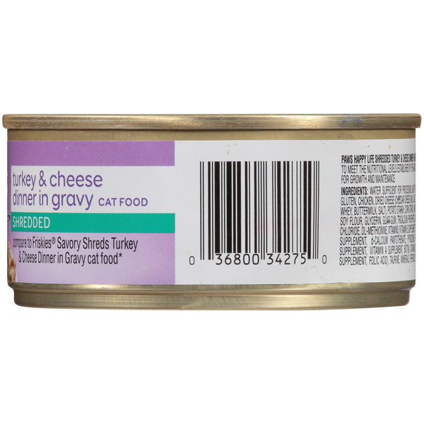Paws Happy Life Turkey & Cheese Dinner In Gravy Shredded Cat Food