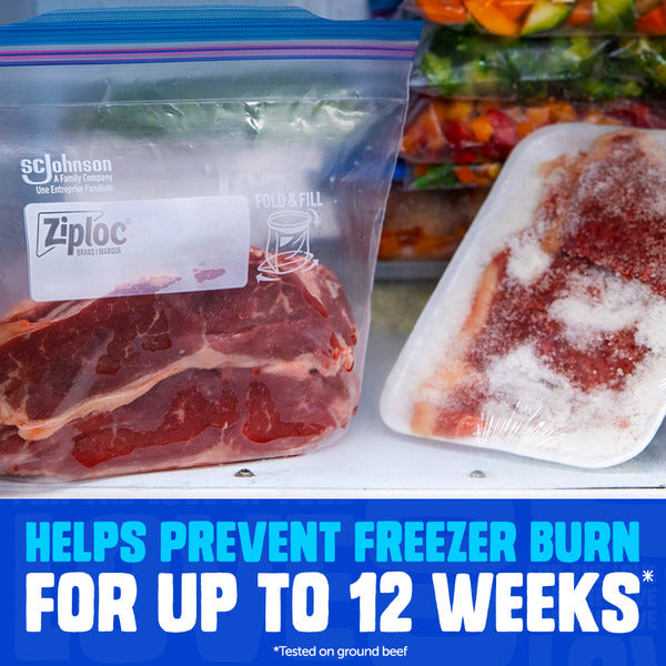 Ziploc Quart Freezer Storage Bags, Stay Open Design, Easy to Fill