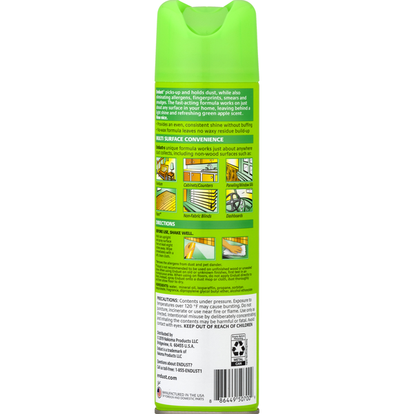 Endust Dusting Spray, Multi-Surface, Green Apple