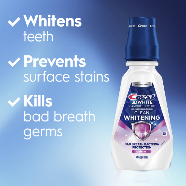 Crest White Clean Whitening Mouthwash/Mouth Rinse, Alcohol-Free, Arctic Mint Flavor