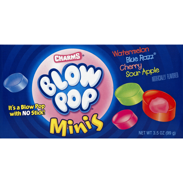 Charms Blow Pop, Watermelon, Blue Razz, Cherry, Sour Apple