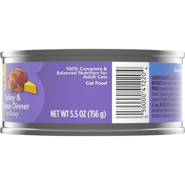 Purina Friskies Gravy Wet Cat Food, Shreds Turkey & Cheese Dinner