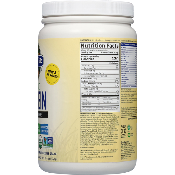 Garden of Life Protein Shake, Organic, Chocolate Flavor
