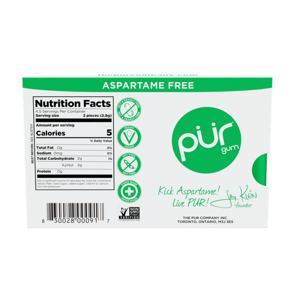 PÜR Spearmint, Aspartame Free, 100% Xylitol, Natural Flavored Gum