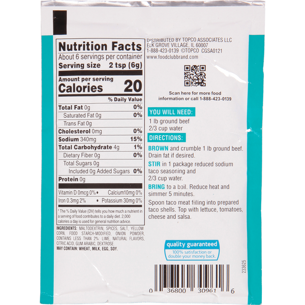 Food Club Seasoning Mix, Taco