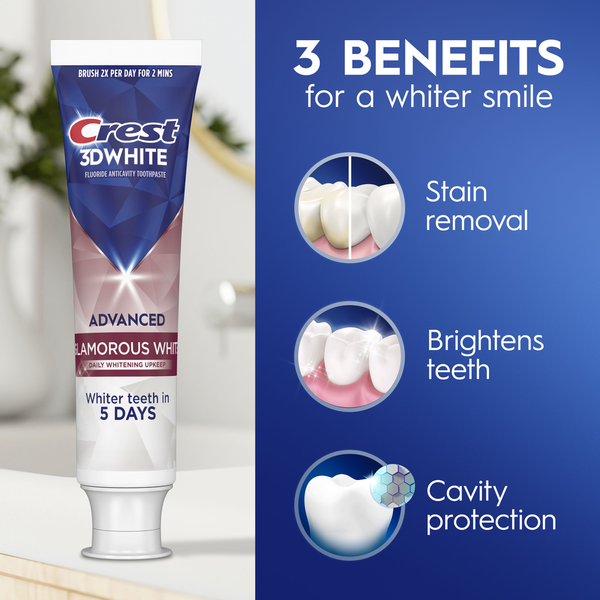 Crest 3DWhite Advanced Toothpaste, Glamorous White