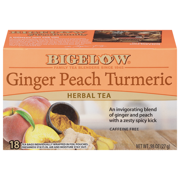 Bigelow Ginger Peach Turmeric Herbal Tea,Tea Bags
