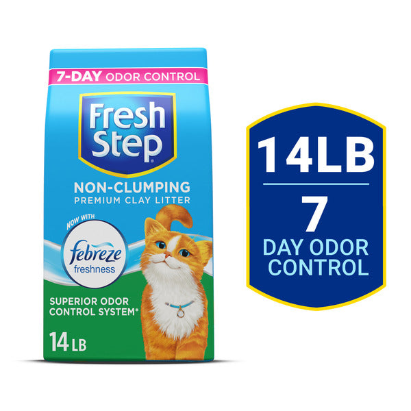 Fresh Step Non Clumping Cat Litter With Febreze Freshness, With 7-Day Odor Control