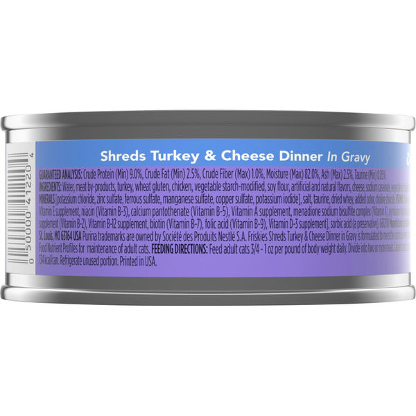 Purina Friskies Gravy Wet Cat Food, Shreds Turkey & Cheese Dinner