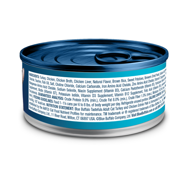 Blue Buffalo Tastefuls Natural Pate Wet Cat Food, Turkey & Chicken Entrée