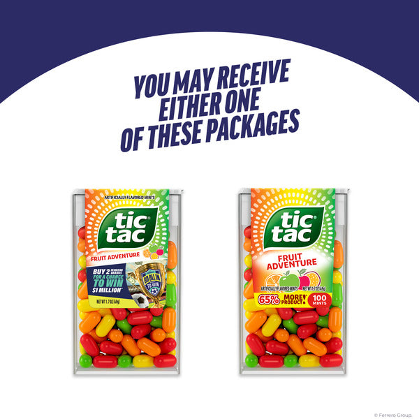 Tic Tac Fruit Adventure, On-the-Go Pocket-Sized Mints, 100 pieces, 1.7 oz Single Pack