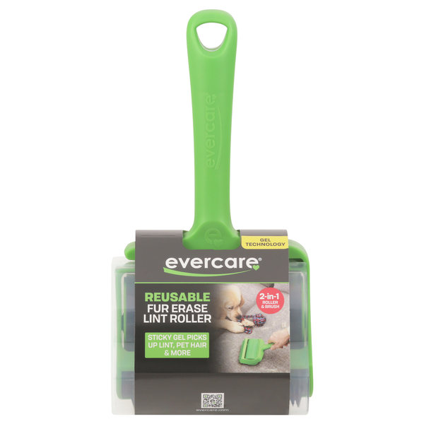 Evercare Lint Roller, Reusable Fur Erase, 2-in-1
