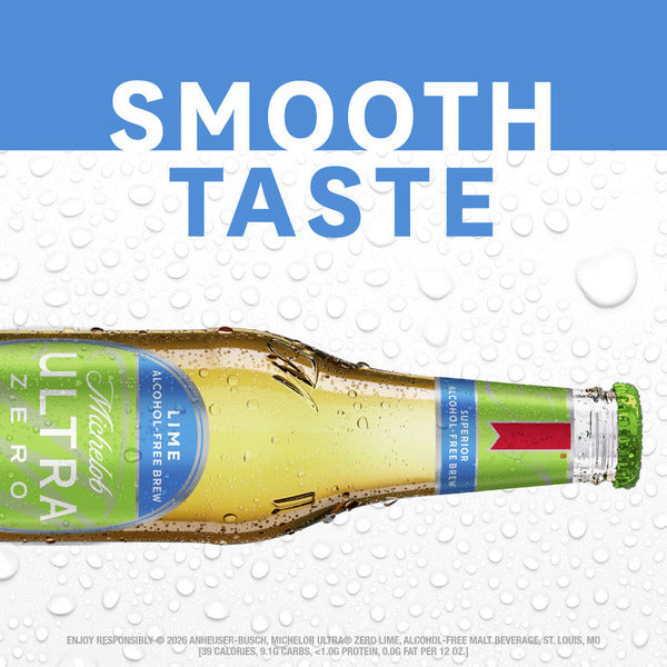 Michelob Ultra Zero Lime Zero Lime Non-Alcoholic American Lager Beer, 6 Pack, 12 Fl Oz Bottles