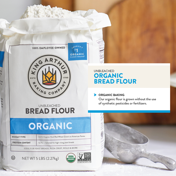 King Arthur Baking Company 100% Organic Unbleached Bread Flour, Non-GMO Project Verified, No Preservatives
