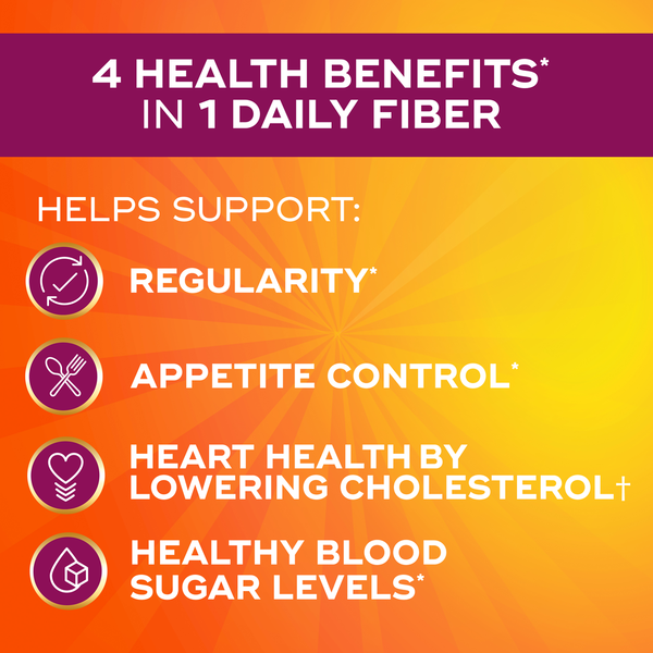 Metamucil 4-in-1 Psyllium Fiber Supplement, Real Sugar Orange
