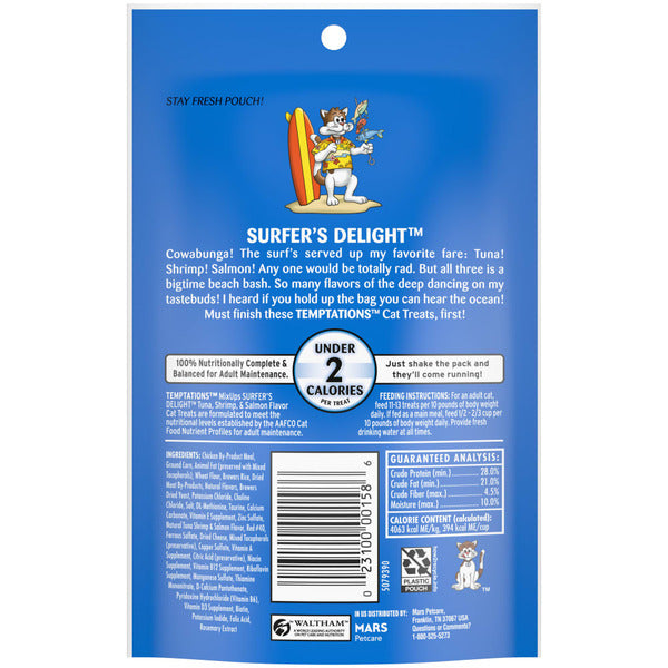 TEMPTATIONS MixUps Crunchy and Soft Cat Treats Surfers&