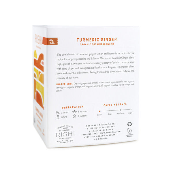 Rishi Tea & Botanicals Turmeric Ginger, Tea Sachets