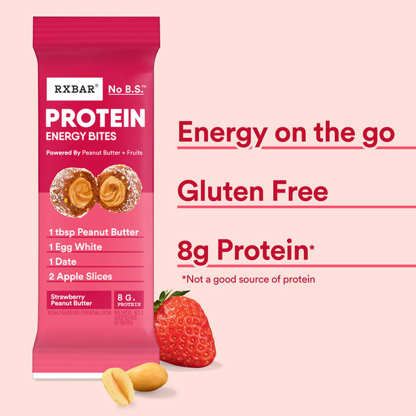 RXBAR Protein Energy Bites Strawberry Peanut Butter Protein Balls, 10 Count