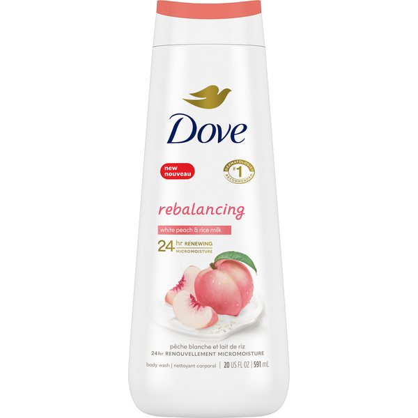 Dove Body Wash, Rebalancing, White Peach & Rice Milk