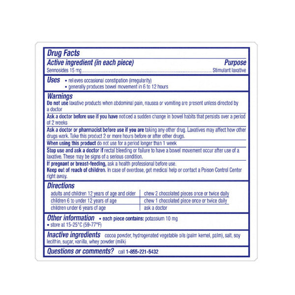 GSK ex-lax Regular Strength Stimulant Laxative Chocolated Pieces
