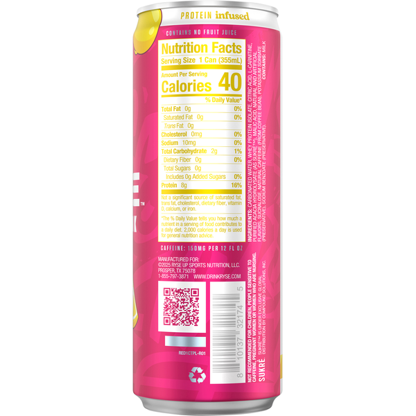 RYSE Zero Sugar Country Time Pink Lemonade Energy Drink