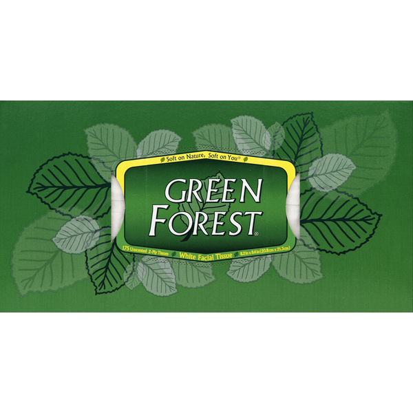 Green Forest Facial Tissue, White, Unscented, 2-Ply